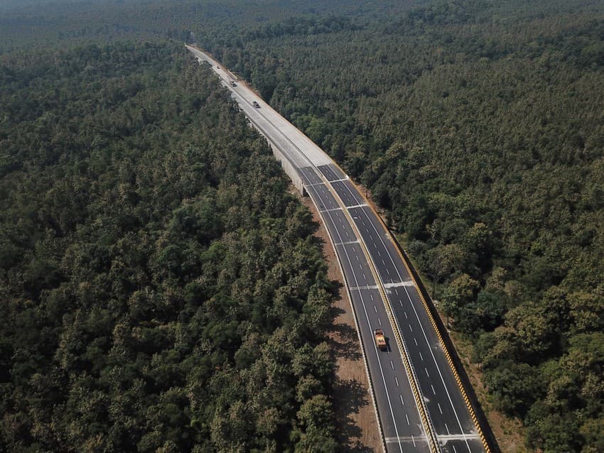 An aerial view of the world’s longest and India’s first dedicated and functional underpass for wildlife on NH-7, passing through the Kanha-Pench Corridor. An outcome of a decade-long battle by conservationists.
