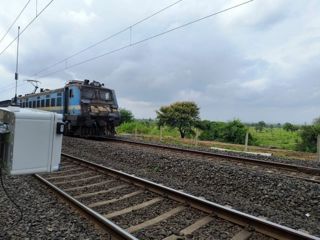 The railway alert system installed on an electric pole along railway.